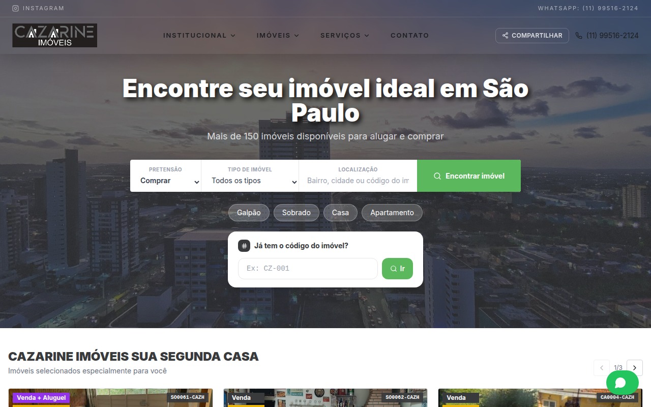 Imóveis Caza — site criado com Nativy Auto