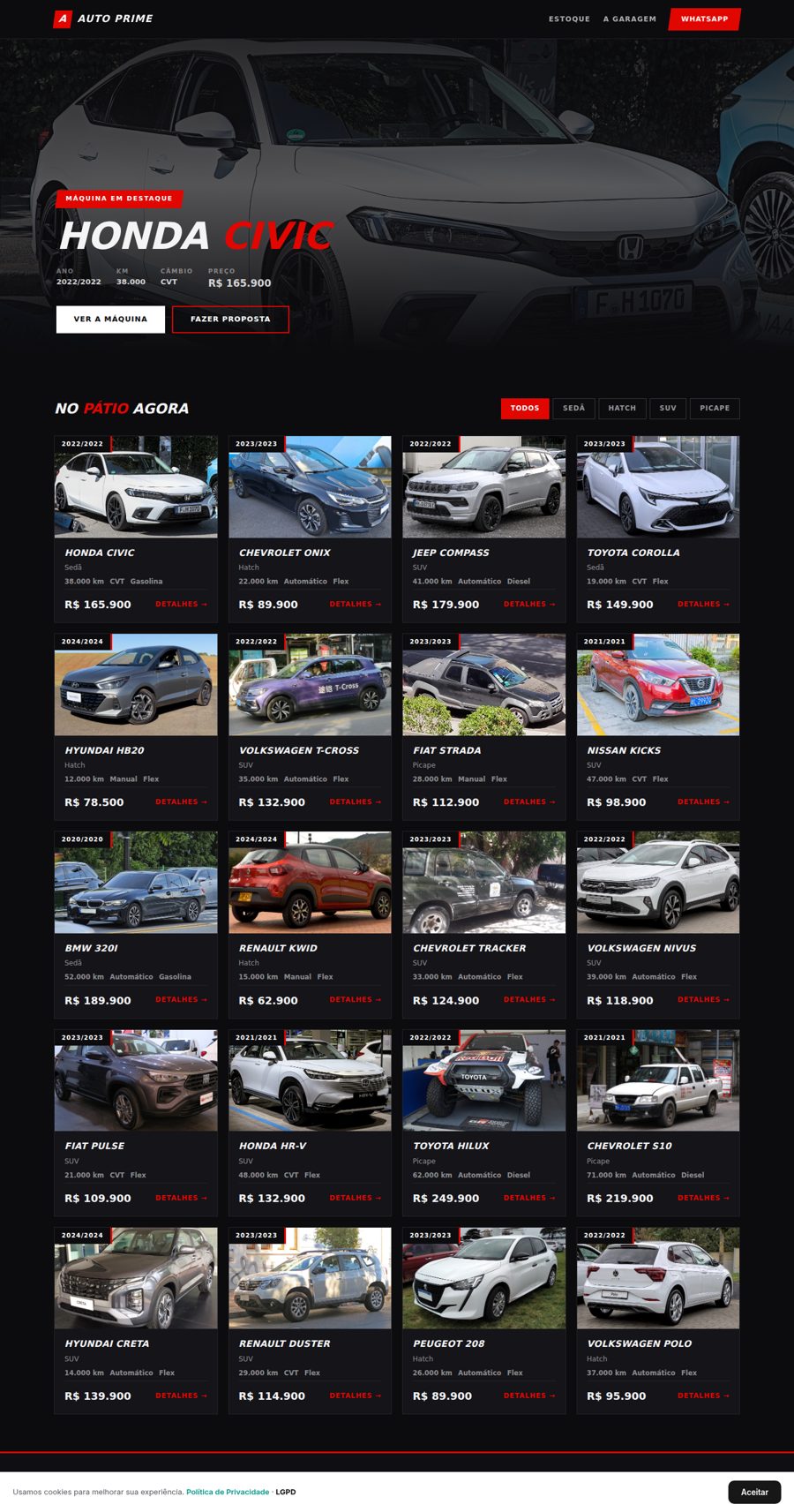 Template Garage Esportiva